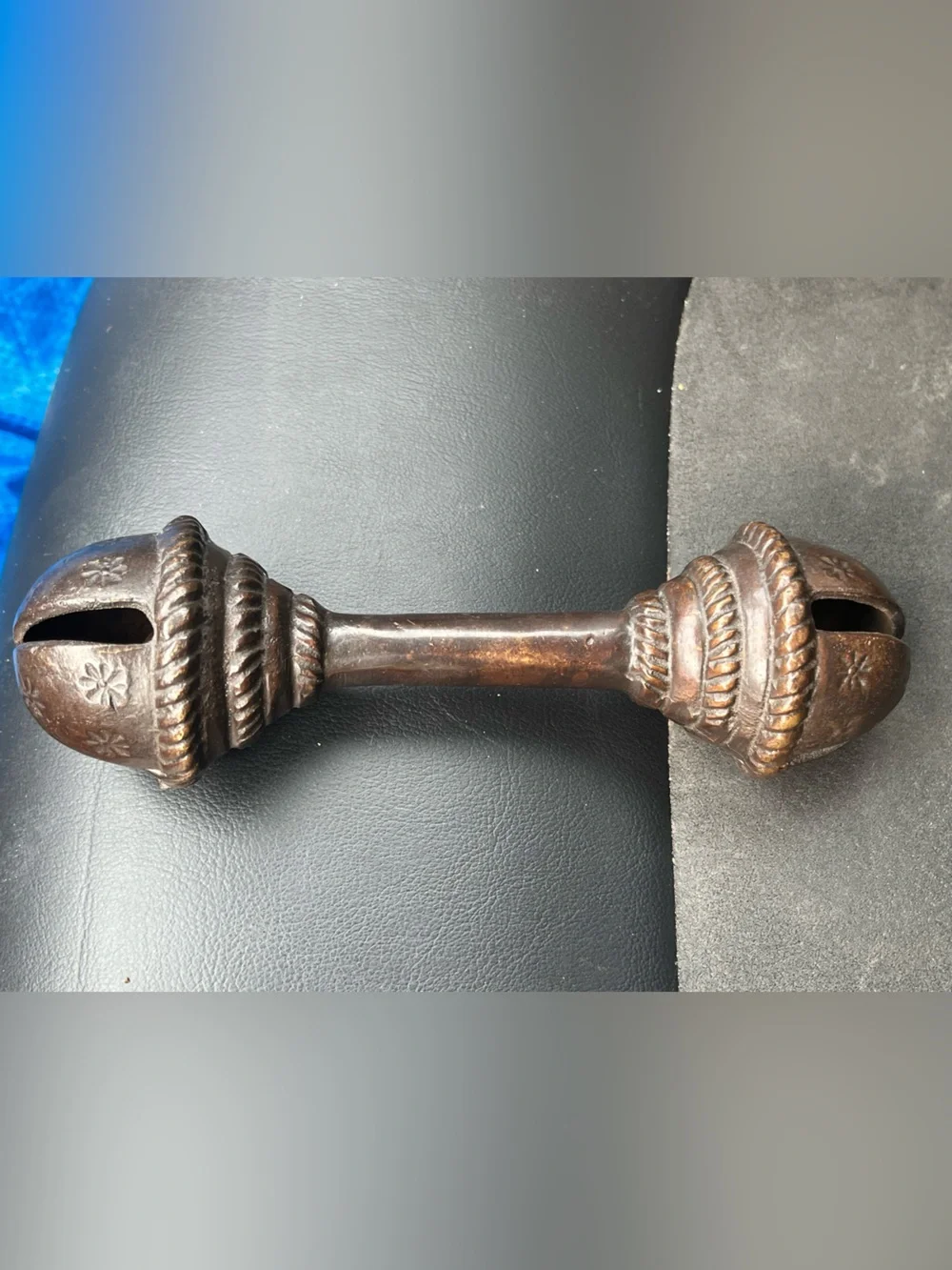 Antique bronze bell rattle 6”